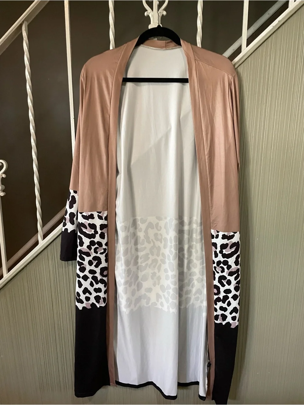 SHEIN Curve Colorblock Duster Cardigan 0XL Cheetah Leopard Print Open Front L